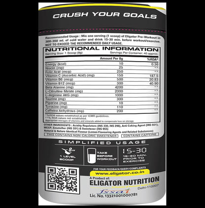 Eligator Pre Workout Powder Lemon