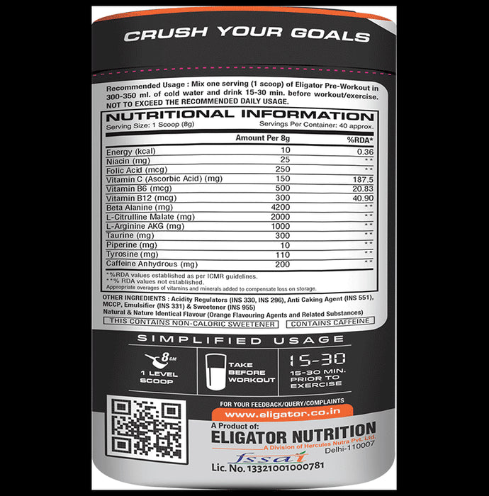 Eligator Pre Workout Powder Orange