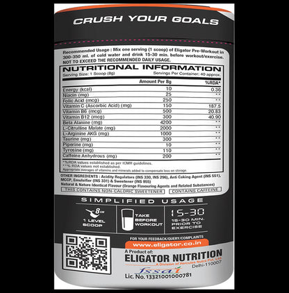 Eligator Pre Workout Powder Orange
