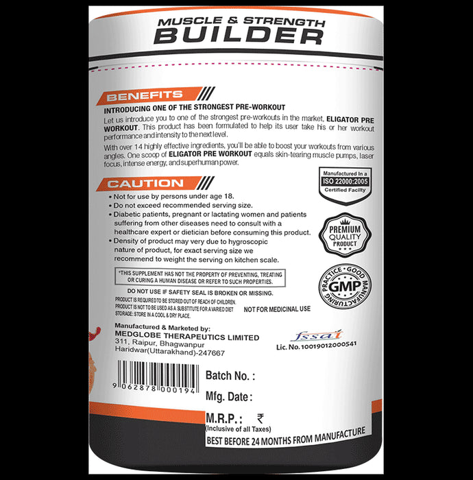 Eligator Pre Workout Powder Orange