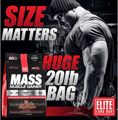 Elite Labs USA Mass Muscle Gainer Double Rich Chocolate - Classic Derma
