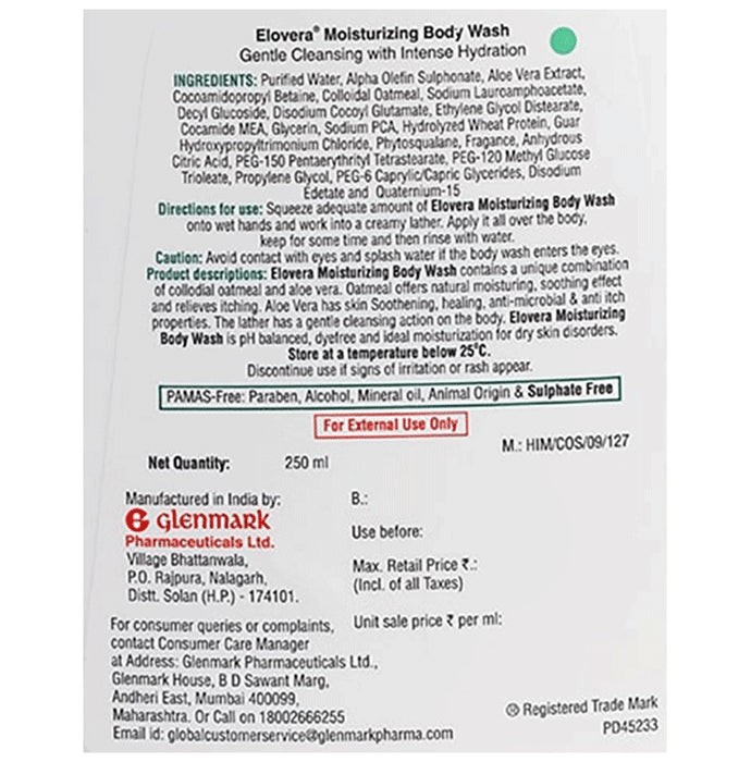 Elovera Moisturizing Gentle Cleansing With Intense Hydration Body Wash