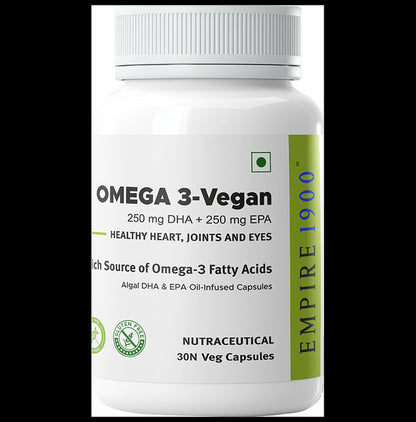 EMPIRE 1900 Omega-3 Vegan Capsules | Omega-3 for Vegetarians |Vegan Omega-3 Supplement | - Classic Derma
