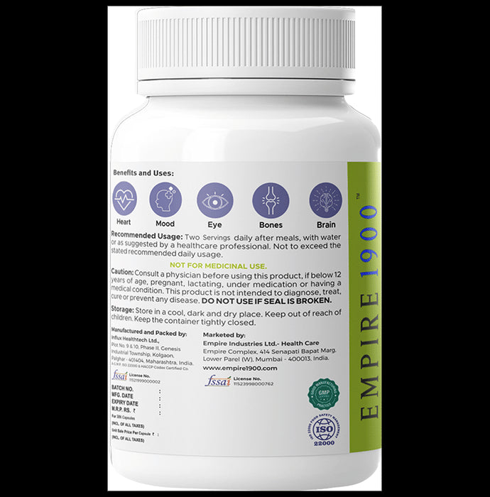 EMPIRE 1900 Omega-3 Vegan Capsules | Omega-3 for Vegetarians |Vegan Omega-3 Supplement |