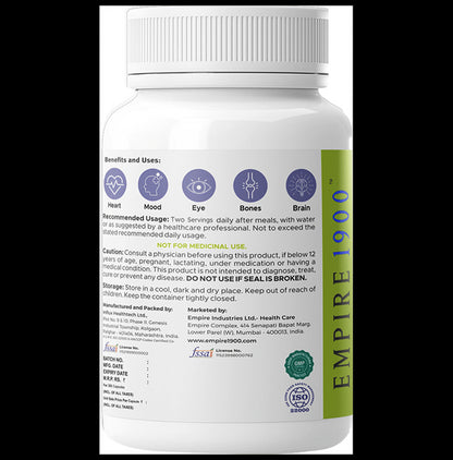 EMPIRE 1900 Omega-3 Vegan Capsules | Omega-3 for Vegetarians |Vegan Omega-3 Supplement |