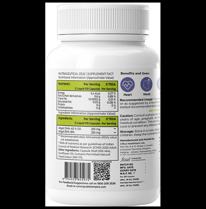 EMPIRE 1900 Omega-3 Vegan Capsules | Omega-3 for Vegetarians |Vegan Omega-3 Supplement |