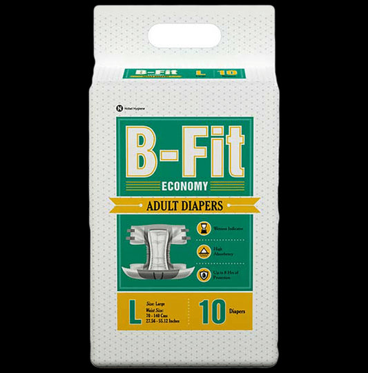 B-Fit Economy Adult Diapers (10 Each) Large - Classic Derma