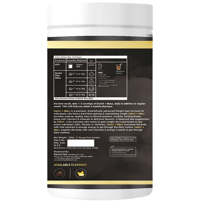 Enrich+ Mass Weight Gainer Ashwagandha with Multivitamins & Multiminerals Protein Powder Rich Banana