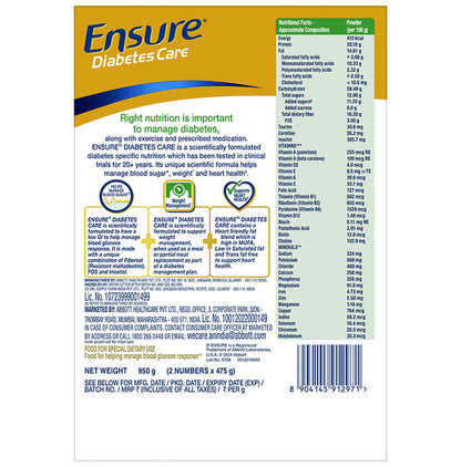 Ensure Diabetes Care Nutrition (475gm Each) Chocolate