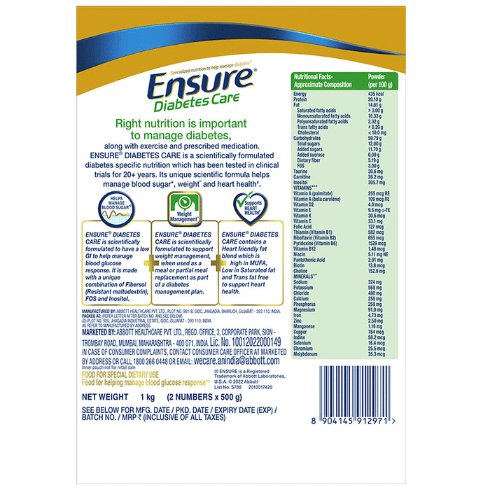 Ensure Diabetes Care Specialized Nutrition Drink Powder Chocolate
