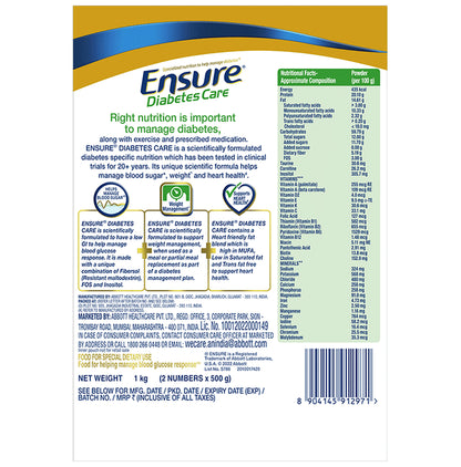 Ensure Diabetes Care Specialized Nutrition Drink Powder Chocolate