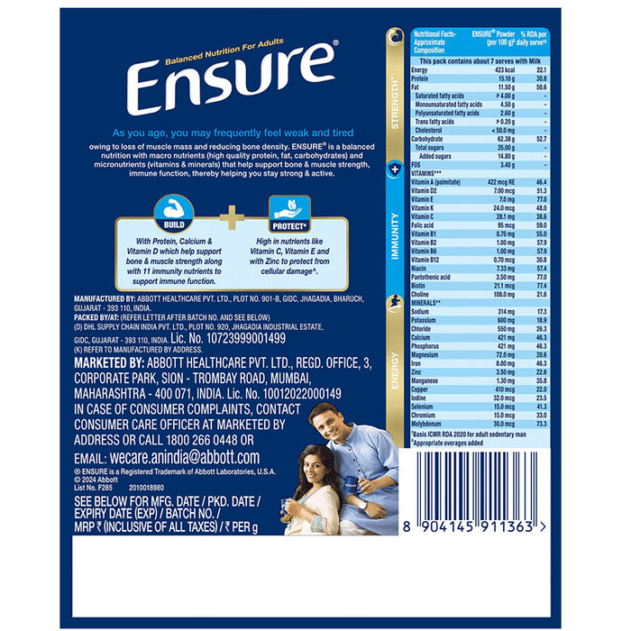 Ensure Powder Complete Balanced Drink for Adults | For Strength, Immunity & Energy | With Essential Vitamins | Nutrition Formula
