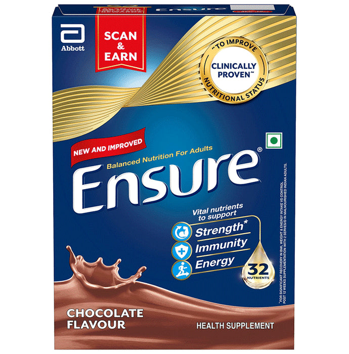 Ensure Powder Complete Balanced Drink for Adults | For Strength, Immunity & Energy | With Essential Vitamins | Nutrition Formula Chocolate - Classic Derma