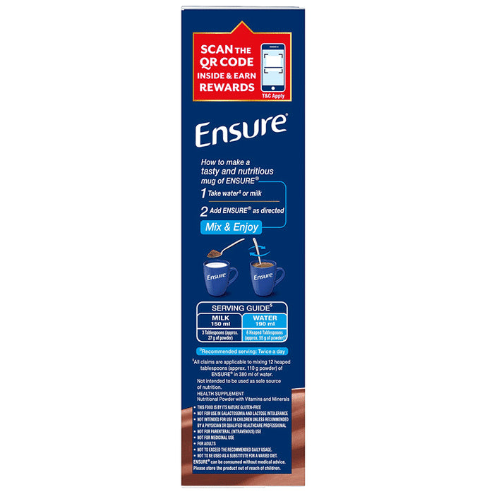 Ensure Powder Complete Balanced Drink for Adults | For Strength, Immunity & Energy | With Essential Vitamins | Nutrition Formula Chocolate