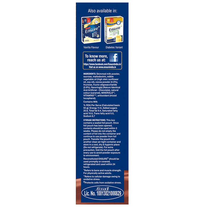 Ensure Powder Complete Balanced Drink for Adults | For Strength, Immunity & Energy | With Essential Vitamins | Nutrition Formula Chocolate
