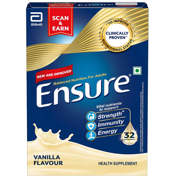 Ensure Powder Complete Balanced Drink for Adults | For Strength, Immunity & Energy | With Essential Vitamins | Nutrition Formula Vanilla - Classic Derma