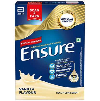 Ensure Powder Complete Balanced Drink for Adults | For Strength, Immunity & Energy | With Essential Vitamins | Nutrition Formula Vanilla - Classic Derma