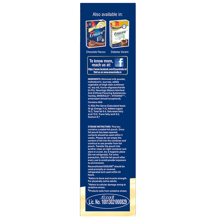 Ensure Powder Complete Balanced Drink for Adults | For Strength, Immunity & Energy | With Essential Vitamins | Nutrition Formula Vanilla