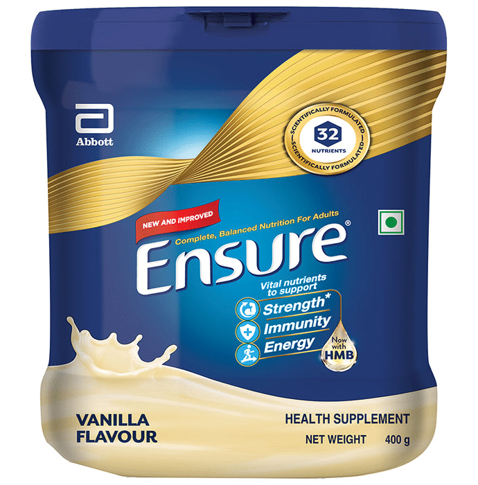 Ensure Powder Complete Balanced Drink for Adults | For Strength, Immunity & Energy | With Essential Vitamins | Nutrition Formula Vanilla Powder - Classic Derma