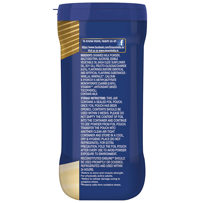 Ensure Powder Complete Balanced Drink for Adults | For Strength, Immunity & Energy | With Essential Vitamins | Nutrition Formula Vanilla Powder