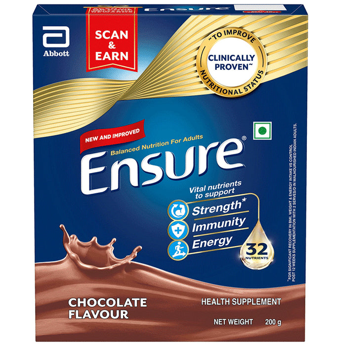 Ensure Powder Powder Complete Balanced Drink for Adults | For Strength, Immunity & Energy | With Essential Vitamins | Nutrition Formula Chocolate - Classic Derma