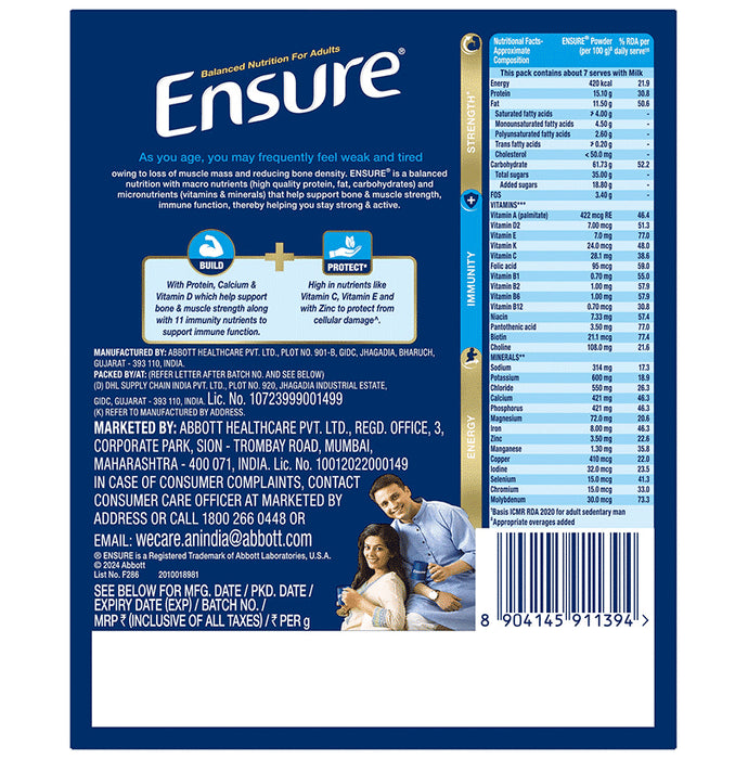 Ensure Powder Powder Complete Balanced Drink for Adults | For Strength, Immunity & Energy | With Essential Vitamins | Nutrition Formula Chocolate