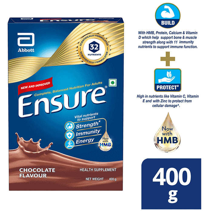 Ensure Powder Powder Complete Balanced Drink for Adults | For Strength, Immunity & Energy | With Essential Vitamins | Nutrition Formula Chocolate Refill