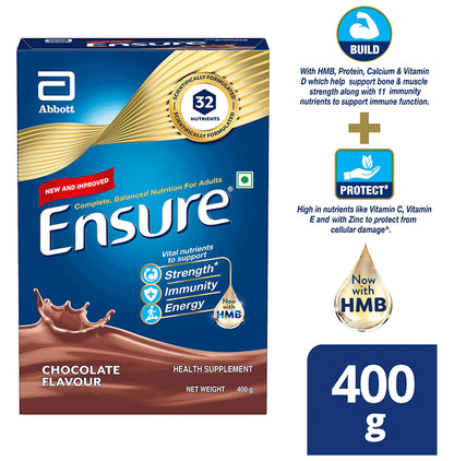 Ensure Powder Powder Complete Balanced Drink for Adults | For Strength, Immunity & Energy | With Essential Vitamins | Nutrition Formula Chocolate Refill