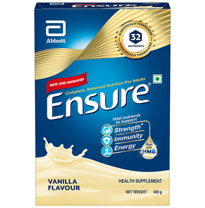 Ensure Powder Powder Complete Balanced Drink for Adults | For Strength, Immunity & Energy | With Essential Vitamins | Nutrition Formula Vanilla Refill - Classic Derma