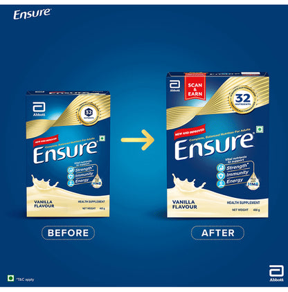 Ensure Powder Powder Complete Balanced Drink for Adults | For Strength, Immunity & Energy | With Essential Vitamins | Nutrition Formula Vanilla Refill