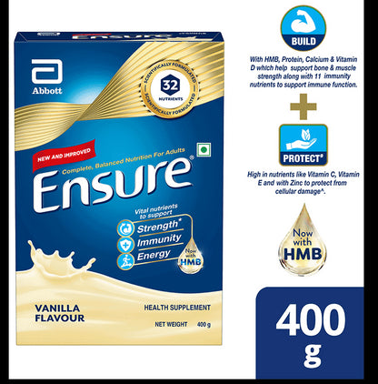 Ensure Powder Powder Complete Balanced Drink for Adults | For Strength, Immunity & Energy | With Essential Vitamins | Nutrition Formula Vanilla Refill