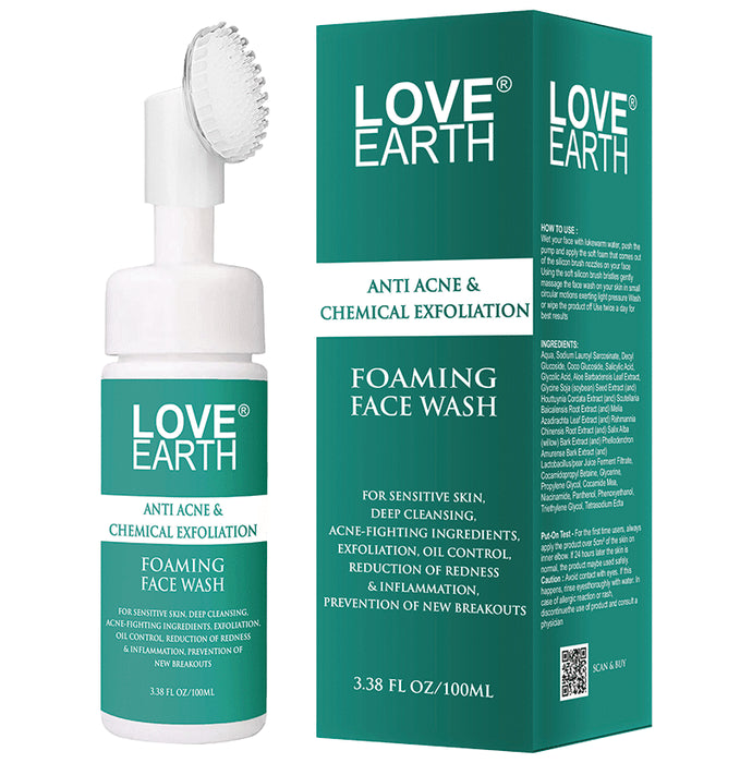 Love Earth Anti Acne & Chemical Exfoliation Foaming Face Wash - Classic Derma