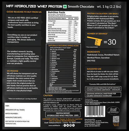 MyFitFuel Hydrolyzed Whey Protein Powder Smooth Chocolate