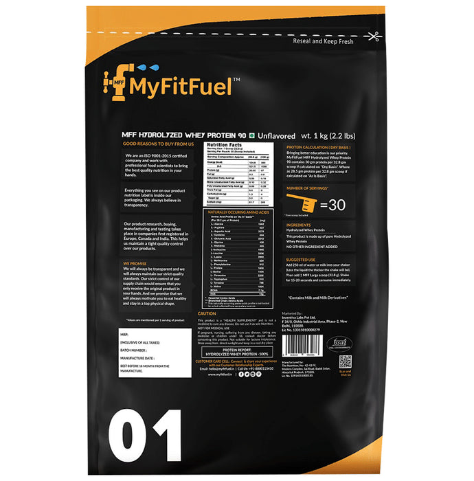 MyFitFuel Hydrolyzed Whey Protein Powder Unflavored