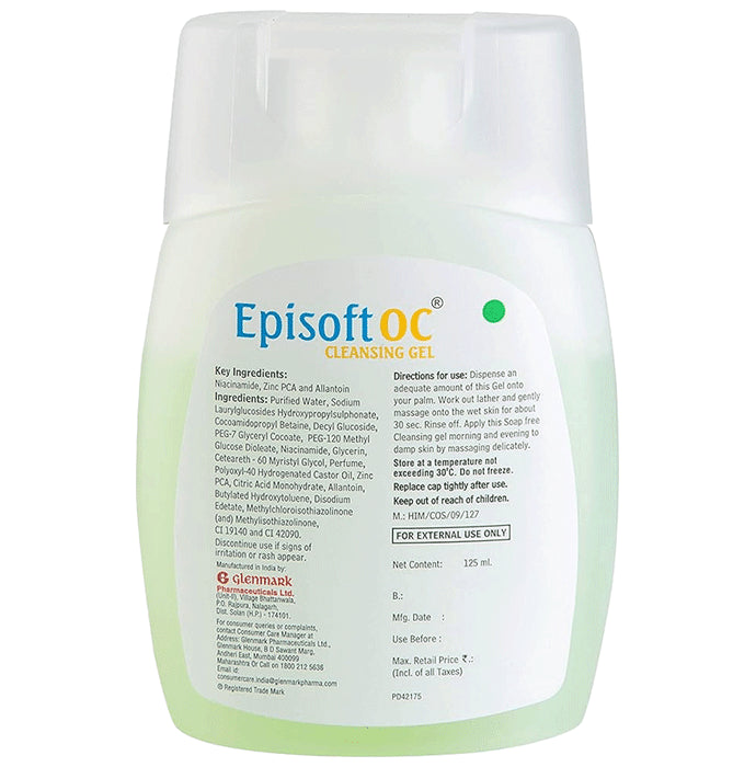 Episoft OC Cleansing Gel with Glutathione | Non Comedogenic | For Combination to Oily Skin | Derma Care