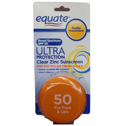Equate SPF 50 Ultra Protection Clear Zinc Sunscreen Cream - Classic Derma