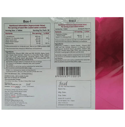 Ethiglo + L-Glutathione Tablets for Skin Health