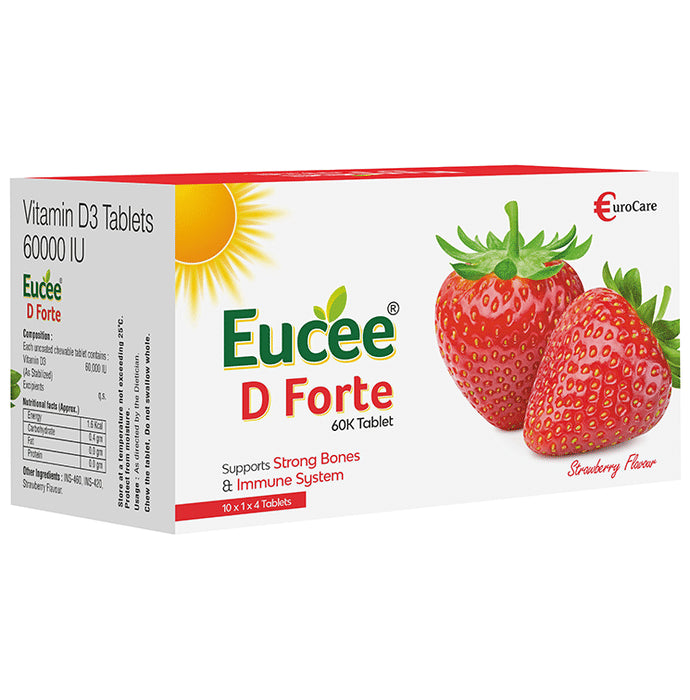 Eucee D Forte 60K Chewable Tablet Strawberry Sugar Free - Classic Derma