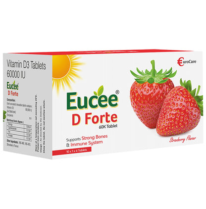 Eucee D Forte 60K Chewable Tablet Strawberry Sugar Free - Classic Derma