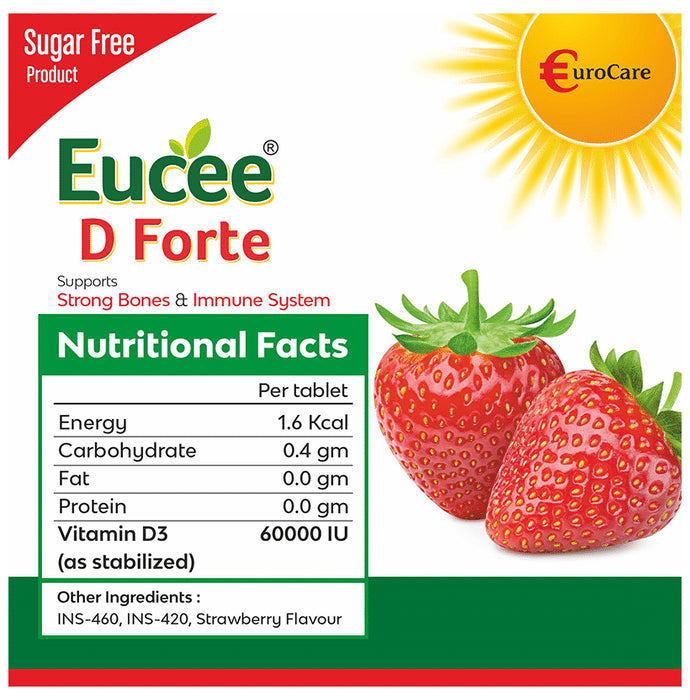 Eucee D Forte 60K Chewable Tablet Strawberry Sugar Free