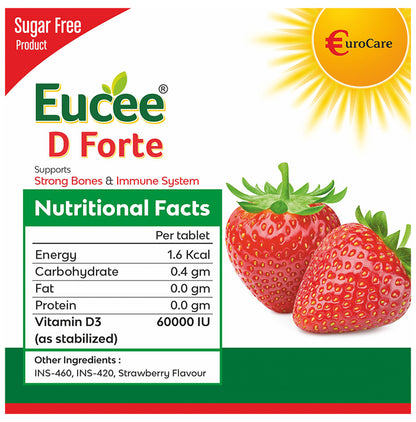 Eucee D Forte 60K Chewable Tablet Strawberry Sugar Free