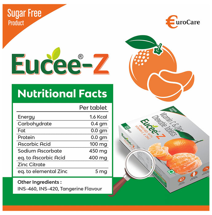 Eucee -Z Vitamin C & Zinc Chewable Tablet Tangerine Sugar Free