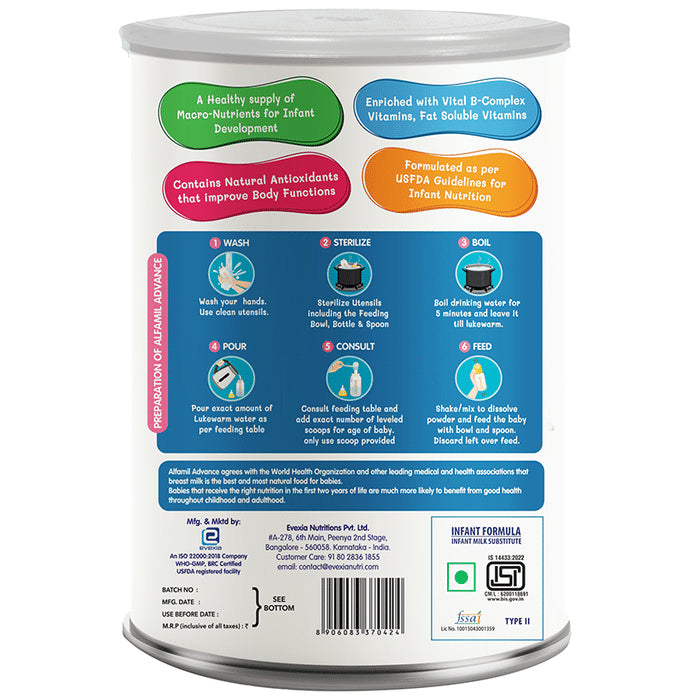 Evexia Alfamil Infant Formula with Omega 3-6-9 (Upto 6 Months)