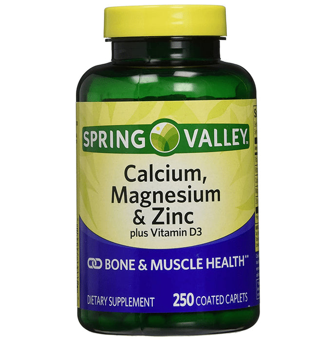 Spring Valley Calcium, Magnesium & Zinc Plus Vitamin D3 Coated Caplet - Classic Derma