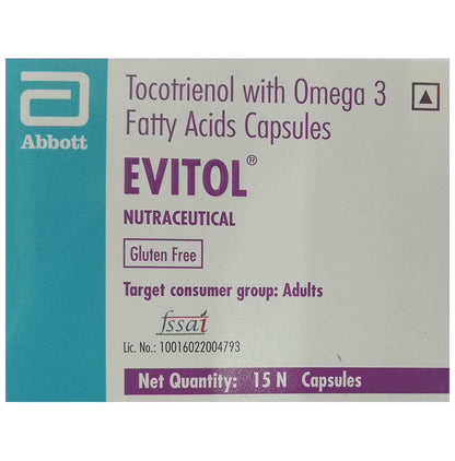 Evitol Tocotrienol Capsule with Omega 3 Fatty Acids Capsules | Gluten Free - Classic Derma