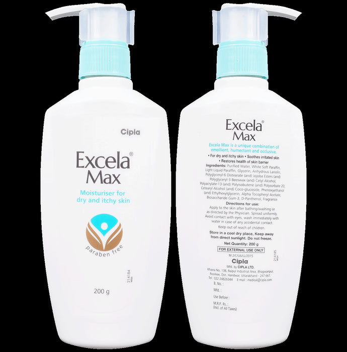 Excela Max Moisturiser for Dry & Itchy Skin | Paraben-Free | For Dry & Itchy Skin | Derma Care - Classic Derma
