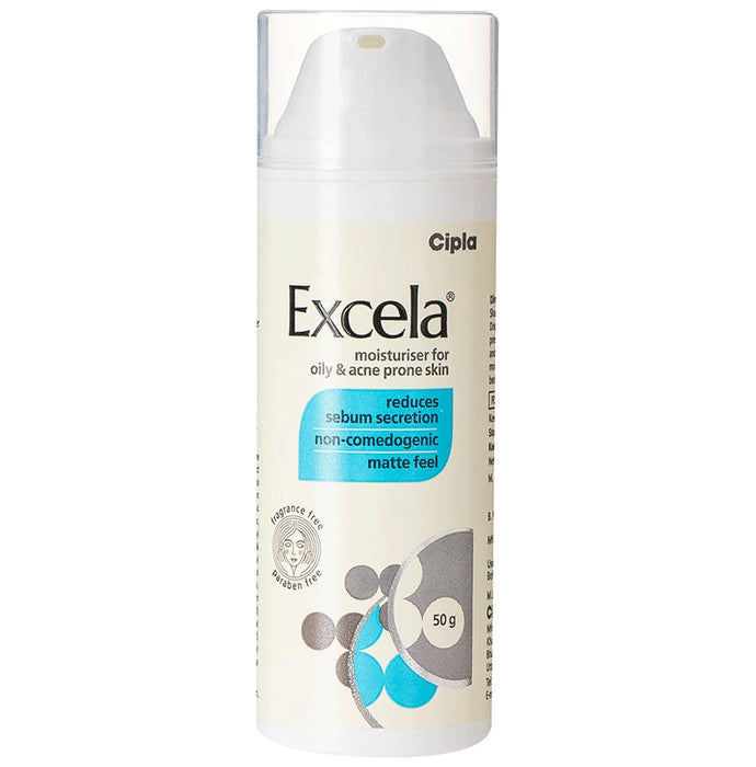 Excela Moisturiser for Oily & Acne Prone Skin | Non Comedogenic | Fragrance & Paraben Free Face Care Product | Reduces Sebum Secretion | Derma Care