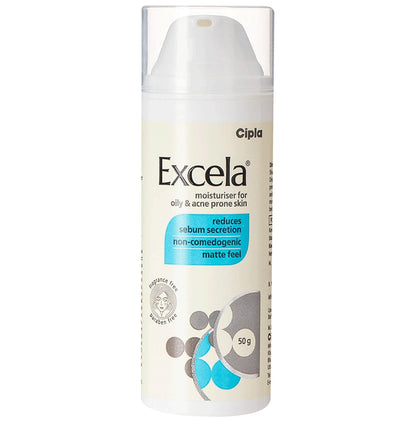 Excela Moisturiser for Oily & Acne Prone Skin | Non Comedogenic | Fragrance & Paraben Free Face Care Product | Reduces Sebum Secretion | Derma Care