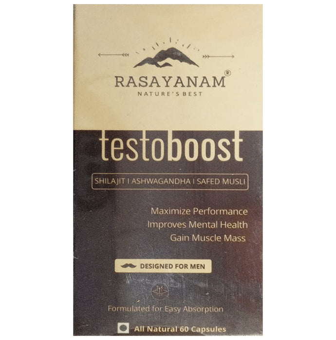 Rasayanam Testoboost Capsule with Shilajit, Ashwagandha & Safed Musli | For Stress Relief, Vigour, Strength, & Energy - Classic Derma