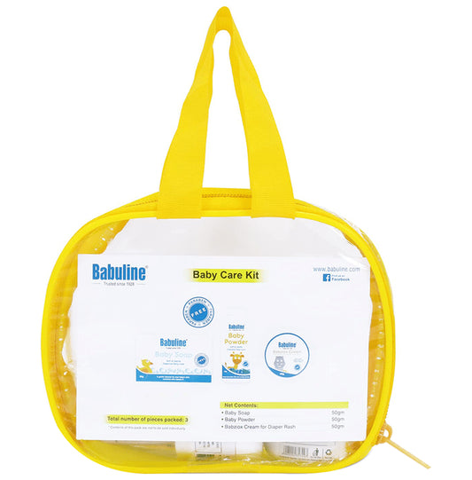 Babuline Baby Care Kit | Baby Powder, Baby Babziox Cream & Baby Soap | Newborn Baby Skin Care Kit | Baby First Gift Combo Set Bag - Classic Derma